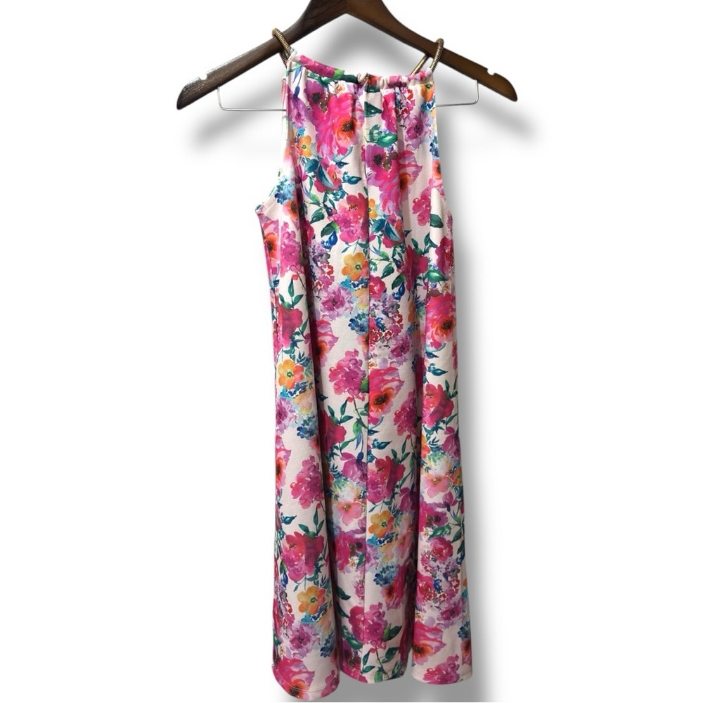 Mohito | NWT Watercolor Pink Multicolor Floral Halter Midi Dress (size S) - Picture 4 of 12